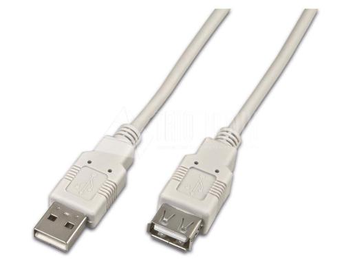 USB2.0-Kabel A-A: 50cm, bis 480Mbps Verlngerungskabel M/F, grau