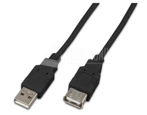 USB2.0-Kabel A-A: 50cm, bis 480Mbps Verlngerungskabel M/F, schwarz