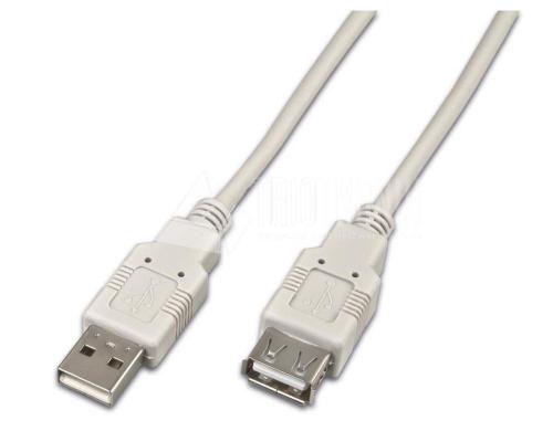 USB2.0-Kabel A-A: 100cm, bis 480Mbps Verlngerungskabel M/F, grau