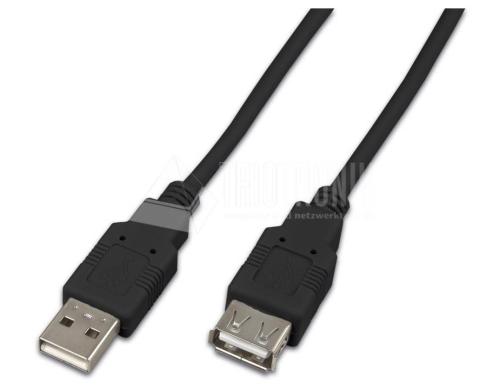 USB2.0-Kabel A-A: 100cm, bis 480Mbps Verlngerungskabel M/F, schwarz