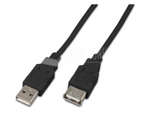 USB2.0-Kabel A-A: 150cm, bis 480Mbps Verlngerungskabel M/F, schwarz
