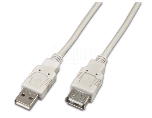 USB2.0-Kabel A-A: 300cm, bis 480Mbps Verlngerungskabel M/F, grau