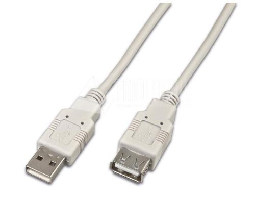 USB2.0-Kabel A-A: 5.00m, bis 480Mbps Verlngerungskabel M/F, grau