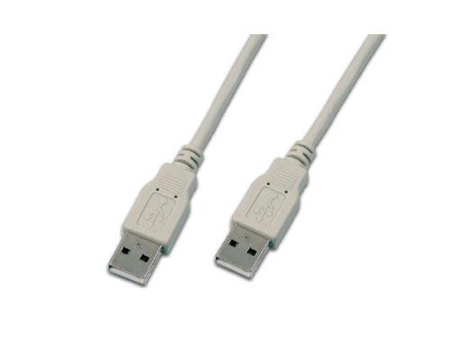 USB2.0-Kabel A-A: 200cm, bis 480Mbps Spezialkabel M/M, grau