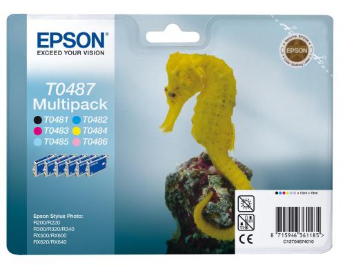Tinte Epson C13T04874010 bk,c,m,y,lm,lc zuStylus Photo R200/R300/RX500, 6x13ml