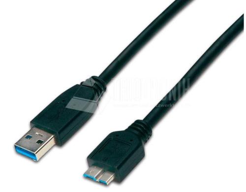 Wirewin USB3.0 Kabel, 0.5m, A-Micro-B fr USB3.0 Gerte, bis 5Gbps, schwarz