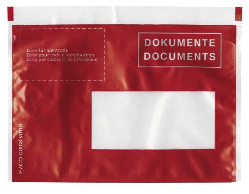 Elco Quick Vitro Dokumententaschen rot, C6, 250er Schachtel, Fenster Rechts