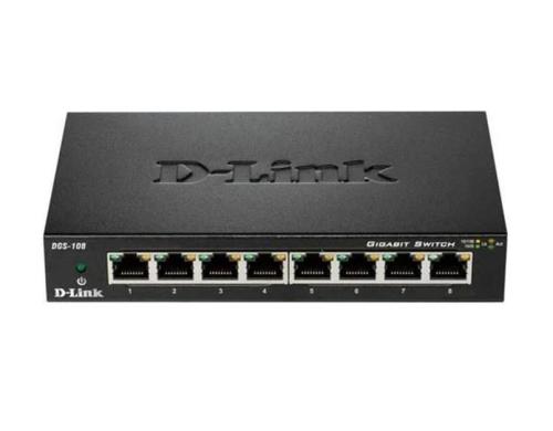 D-Link DGS-108/E: 8Port Switch, 1Gbps Eco Metalgehuse, ext. NT, lfterlos