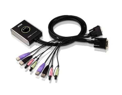 Aten CS682: USB DVI KVM Switch, 2Port,Audio USB 2.0, eingebaute Universalkabel, 2x 1.2m