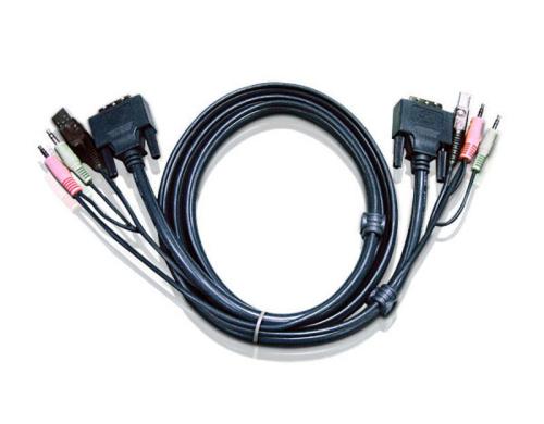 Aten 2L-7D02UD: USB-DVI Dual KVM-Kabel 1.8M Anschluss:DVI-D (Dual Link),USB und Audio