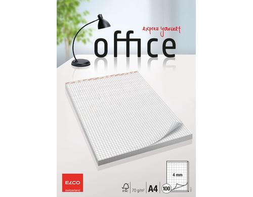 Elco Office Notizblock, kariert, 4mm 70g/m2, 1 Block  100 Blatt
