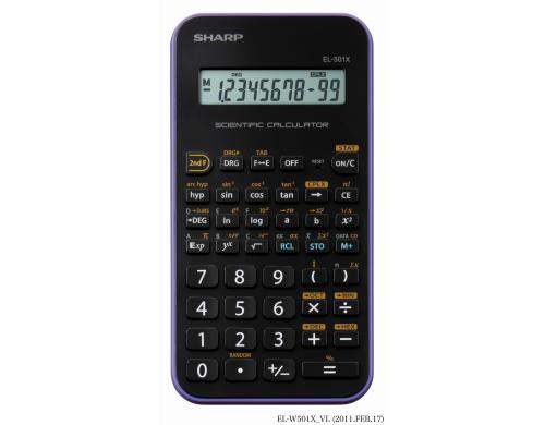 Sharp Schulrechner 10-stellig, EL-501X-GR schwarz/violett, 131 Funktionen