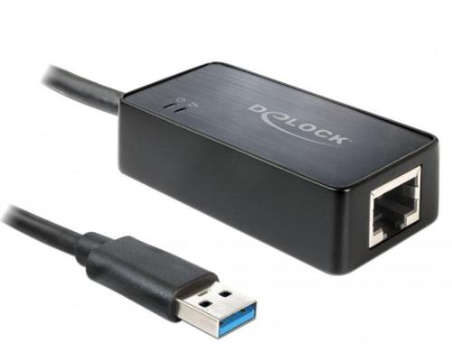Delock: USB3.0 zu LAN Adapter, schwarz 10/100/1000Mbps Gigabit, schwarz