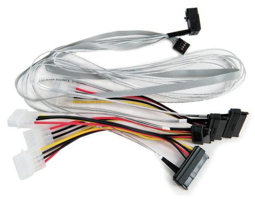 Adaptec HD-SAS Kabel: SFF-8643-4xSAS, 0.8m intern,mit Sideband, mit Molex Power,90Grad