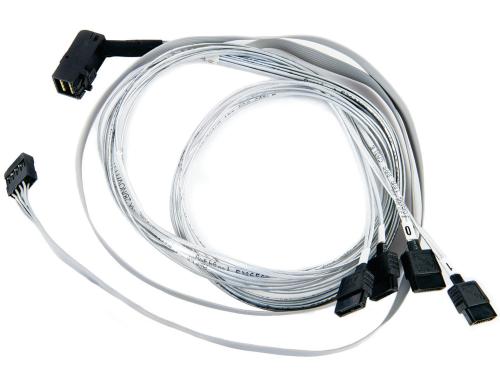 Adaptec HD-SAS Kabel: SFF-8643-4xSATA, 0.8m intern,mit Sideband,1 Stecker 90 gewinkelt