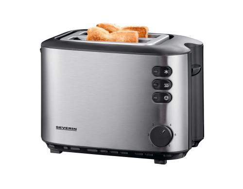 Severin Automatik-Toaster silber-schwarz mit integriertem Brtchen-Rstaufsatz