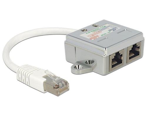 Delock RJ45 Anschlussverdoppler LAN+ISDN ermglicht 1 LAN Kabel fr LAN und ISDN