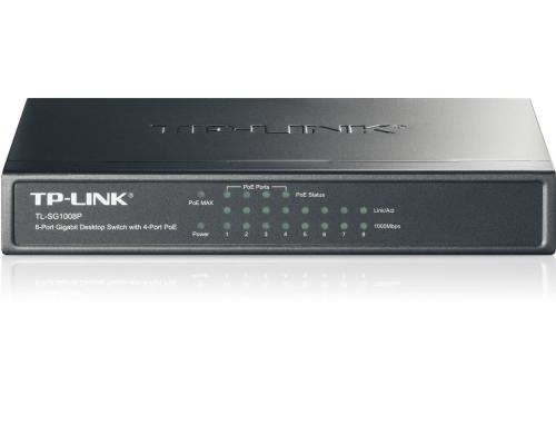 TP-Link TL-SG1008P:8Port PoE Gigabit Switch 4xPoE 15.4Watt, Stahlgehuse