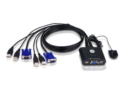 Aten CS22U: USB VGA KVM Switch, 2Port USB 2.0, eingebaute Universalkabel, 2x 0.9m