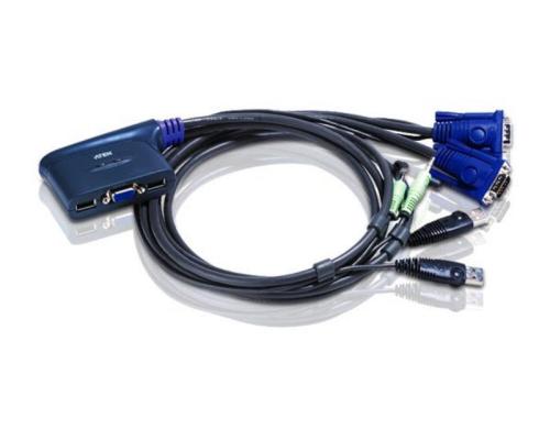 Aten CS62US: USB VGA KVM Switch,2Port,Audio USB 2.0, eingebaute Universalkabel, 2x 0.9m