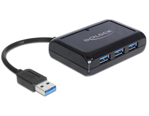 Delock 62440 USB 3.0 Hub inkl. Netzeil, 3 Port + 1 Port Gigabit LAN