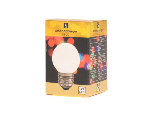 LED Mini Lampe weiss, E27, 230V 45mm Durchmesser, 20'000h