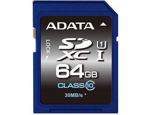 ADATA SDXC Card 64GB, Premier UHS-I C10 lesen: 30MB/s schreiben: 10MB/s