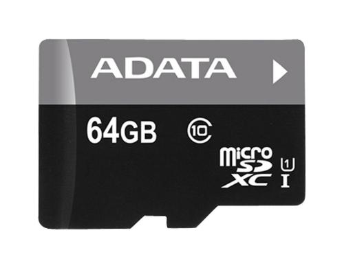ADATA microSDXC Card 64GB, Premier, UHS-I Class 10, inkl. SD-Adapter, lesen: 80MB/s