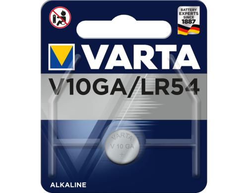 VARTA Knopfzelle V10GA, 1.5V, 1Stk vergl. Typ 4075, LR54, LR1130