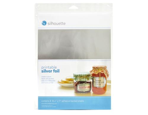 Silhouette Bedruckbare Silberfolie Set mit 8 Stck, selbstklebende Rckseite