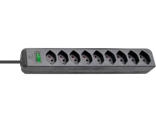 Brennenstuhl Eco-Line Steckdosenleiste 9xT13, mit Schalter, schwarz, 2m Kabel