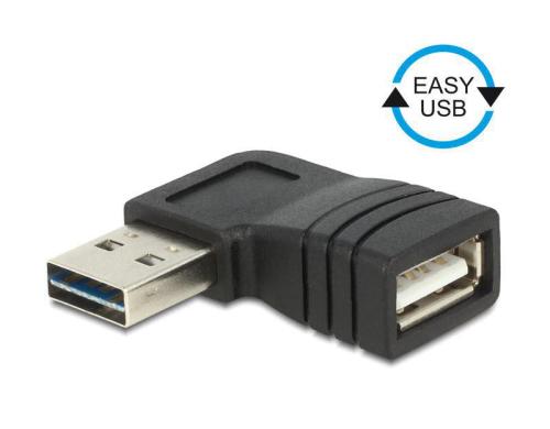 USB2.0 Easy Adapter: A-Buchse zu A-Stecker Links-Rechts gewinkelt, Stecker beidseitig