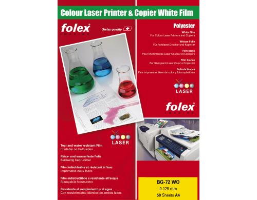 Laserfolie Color-Laser, BG-72 WO Folex, A4, .125 mm, 50 Blatt
