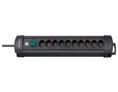 Brennenstuhl Premium-Line Steckdosenleiste 10xT13, mit Schalter, schwarz, 3m Kabel