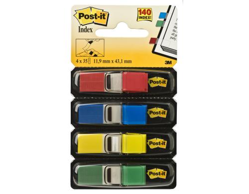 3M Post-it Index schmal, 4x35 Tabs blau, gelb, grn, rot