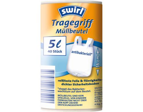 Swirl Mllbeutel, antibac mit Tragegr. 5 L 40 Stck