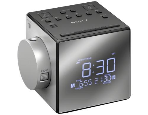 Sony ICF-C1PJ, Radiowecker, schwarz, Mono, 2 Alarme, Zeitprojektion