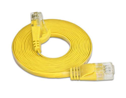 Wirewin Slim Patchkabel: UTP, 0.10m, gelb Cat.6, AWG36, Klinkenschutz, Lngenaufdruck