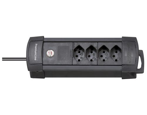 Brennenstuhl Premium-Line Steckdosenleiste 4xT13, ohne Schalter, schwarz, 5m Kabel