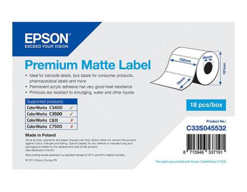 Epson Premium Matte Label 102 mm x 76 mm, 440 Etiketten/Rolle, C33S045532