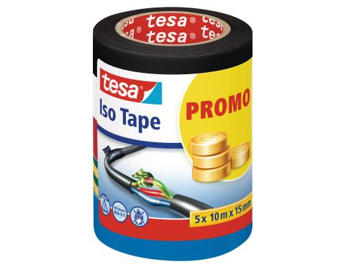 tesa Iso Tape Isolierband 10mx15mm, 5 Rollen assortiert