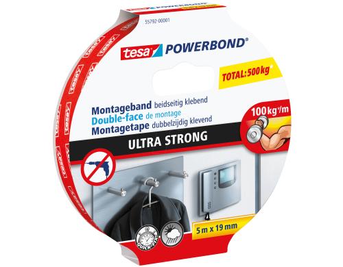 tesa Powerbond Montageband Ultra Strong 5m x 19mm
