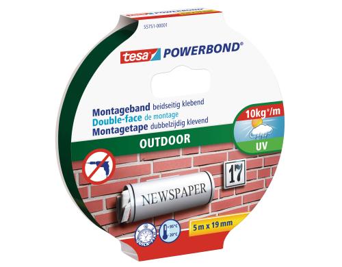 tesa Powerbond Montageband Outdoor 5m x 19mm