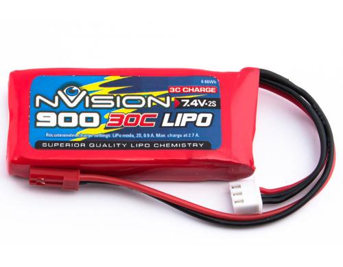 nVision LiPo-Akku 7.4V 900mAh 30C 14x31x68mm/56g
