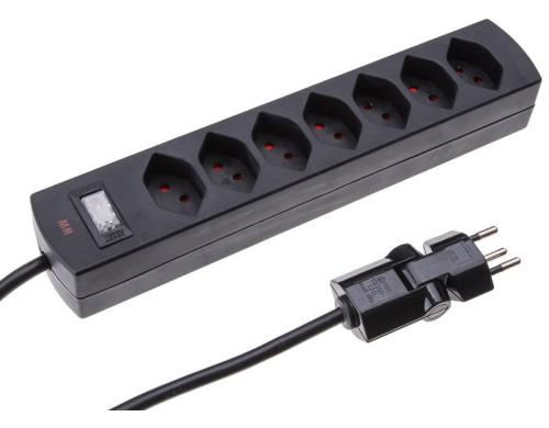 Max Hauri Steckdosenleiste Safety-Line 7xT13, schwarz, mit Reset-Schalter