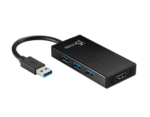 j5create USB 3.0 zu 3x USB 3.0 Hub, HDMI Externe USB 3.0 Grafikkarte für PC