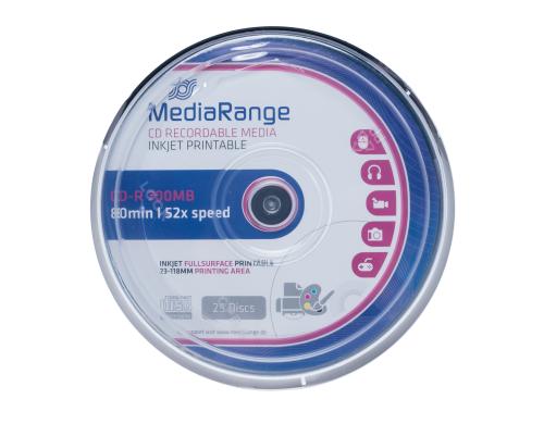 MediaRange CD-R 700MB/80Min, 25er Spindel bis 52-fach kompatibel, m.Logo/bedruckbar