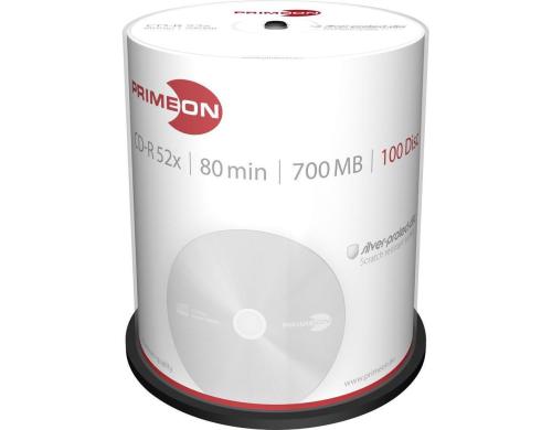 Primeon CD-R 700MB  100er Spindel bis 52-fach, nicht bedruckbar