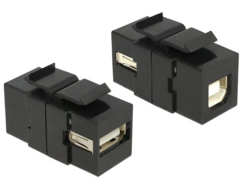 Delock Keystone Jack: USB2.0 A-Buchse-B-Buchse, schwarz