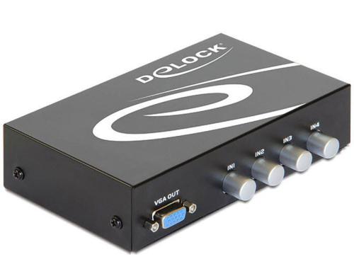Delock 4Port VGA+Audio Switchbox Ein Monitor/Beamer an 4 PCs, manuell